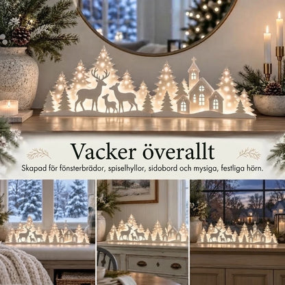 2-delad LED-juldekoration med ren och by