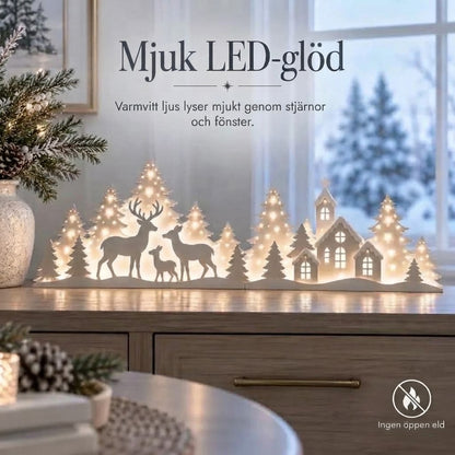 2-delad LED-juldekoration med ren och by