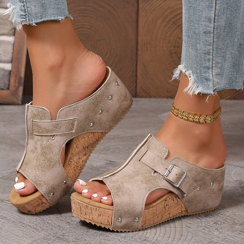 Dammode Peep Toe kilklackssandaler med platåsul