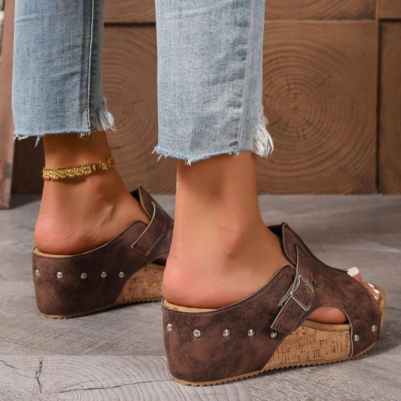 Dammode Peep Toe kilklackssandaler med platåsul