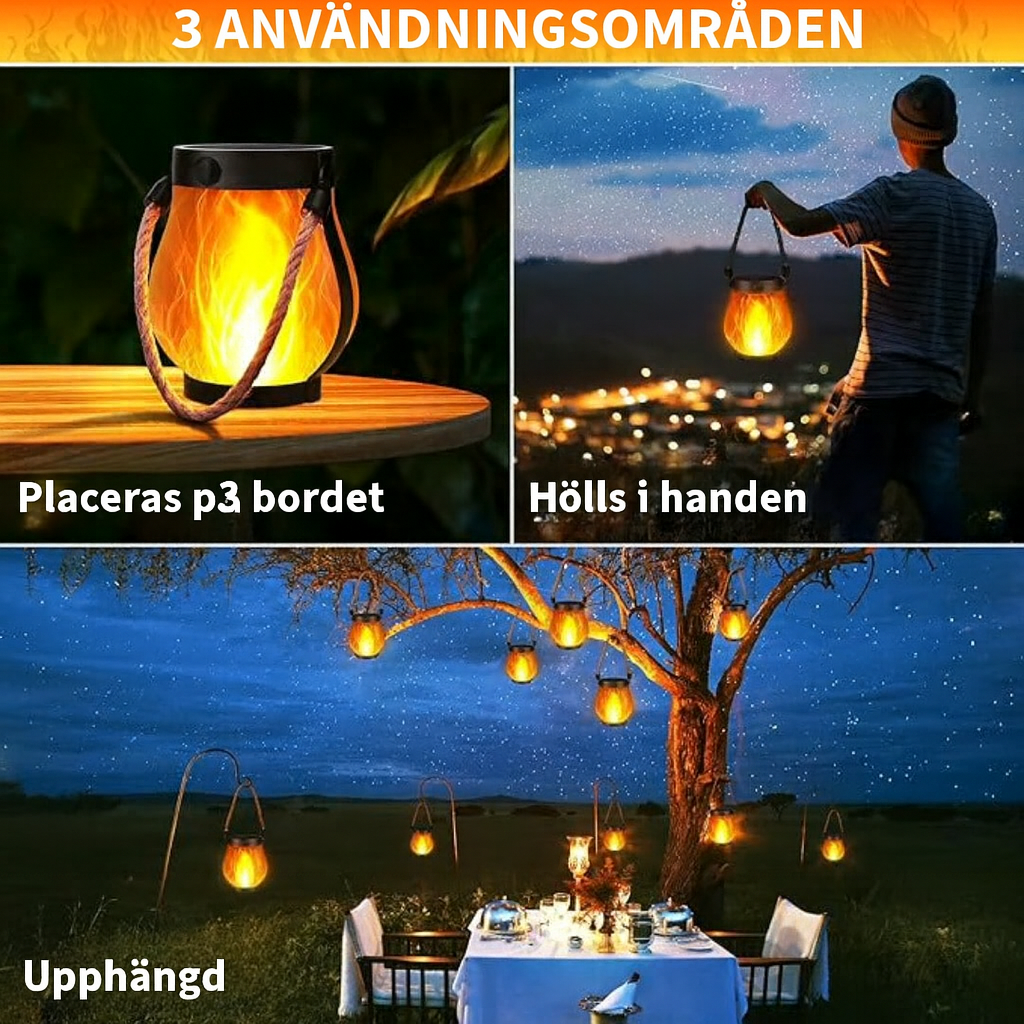 Dansande flamma solcellslykta