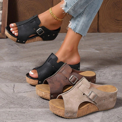 Dammode Peep Toe kilklackssandaler med platåsul
