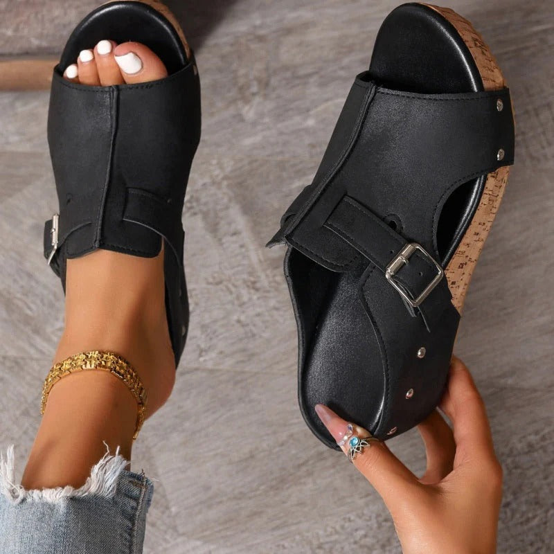 Dammode Peep Toe kilklackssandaler med platåsul