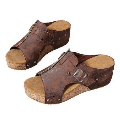 Dammode Peep Toe kilklackssandaler med platåsul