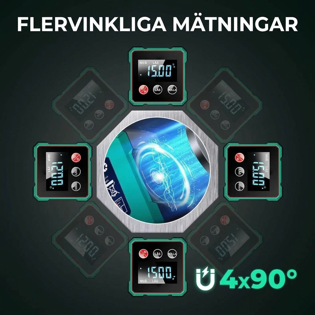 Fyrsidig magnetisk digital vinkelmätare med laser