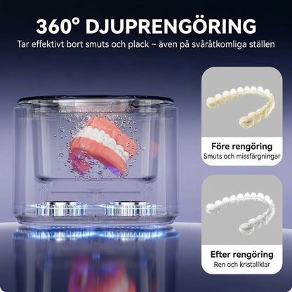 Uppladdningsbar ultraljudsrengörare för bettskenor och retainers