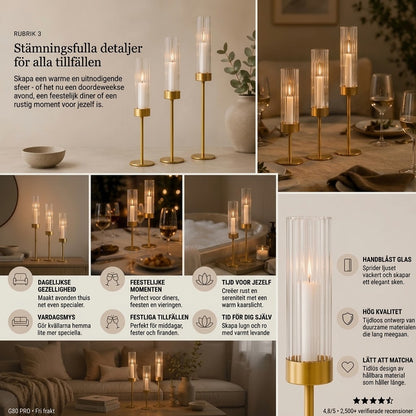 LUMÉA ljusstakar med glascylinder set om 3
