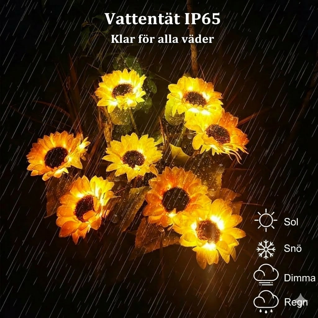 Vattentäta solenergilampor（3 Solroslampor）