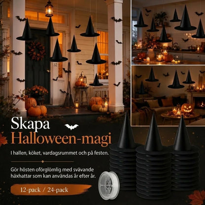 Svävande häxhattar för Halloween-dekoration