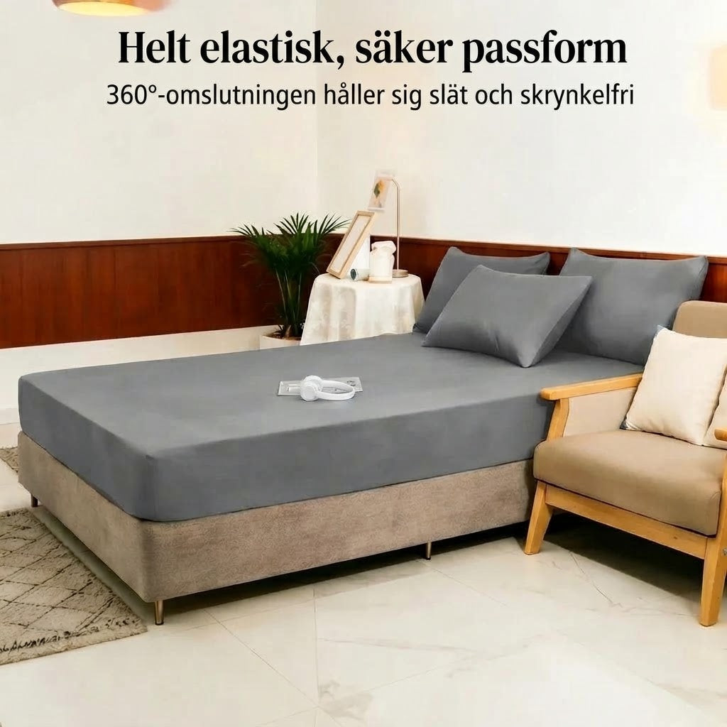 Mjukt dra-på-lakanset 3 delar med elastisk passform