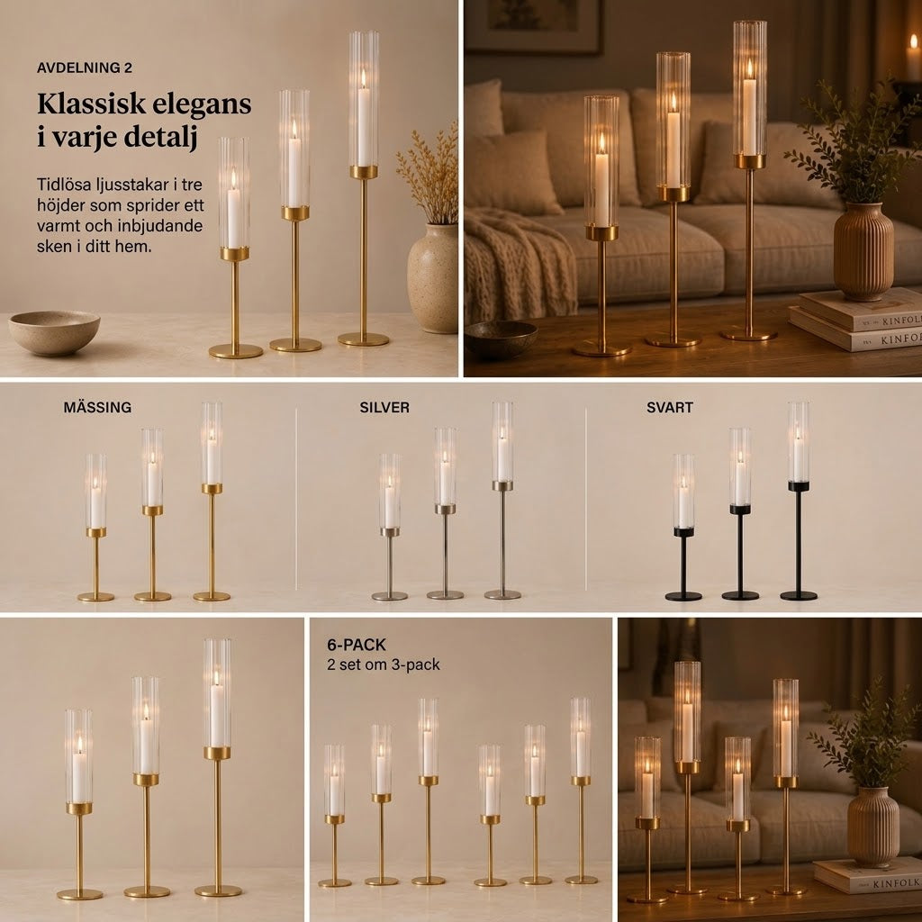 LUMÉA ljusstakar med glascylinder set om 3