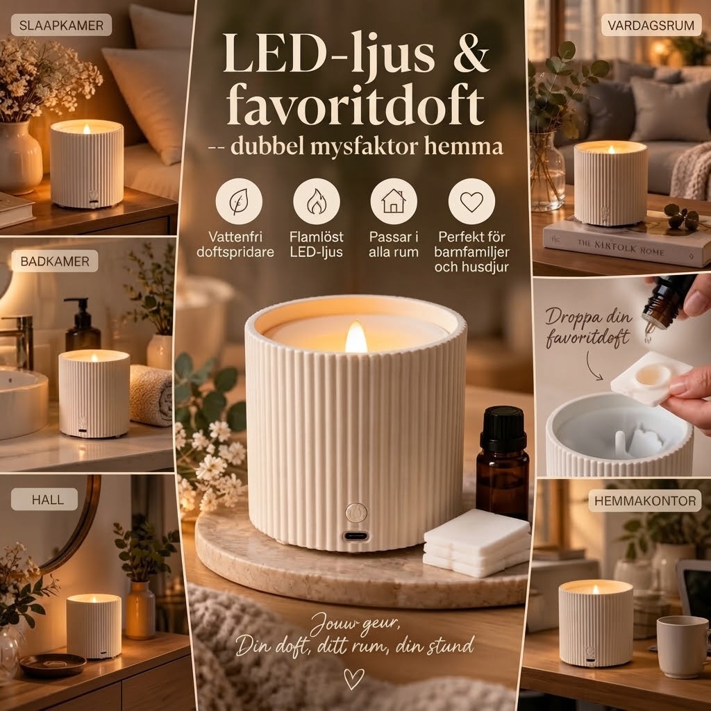 Uppladdningsbar doftspridare med LED-belysning