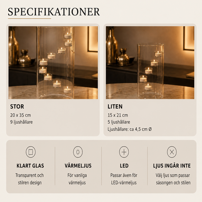 Aura Glass ljuslykta i glas med svävande ljuseffekt