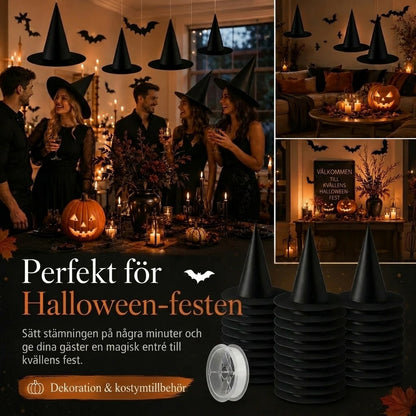 Svävande häxhattar för Halloween-dekoration