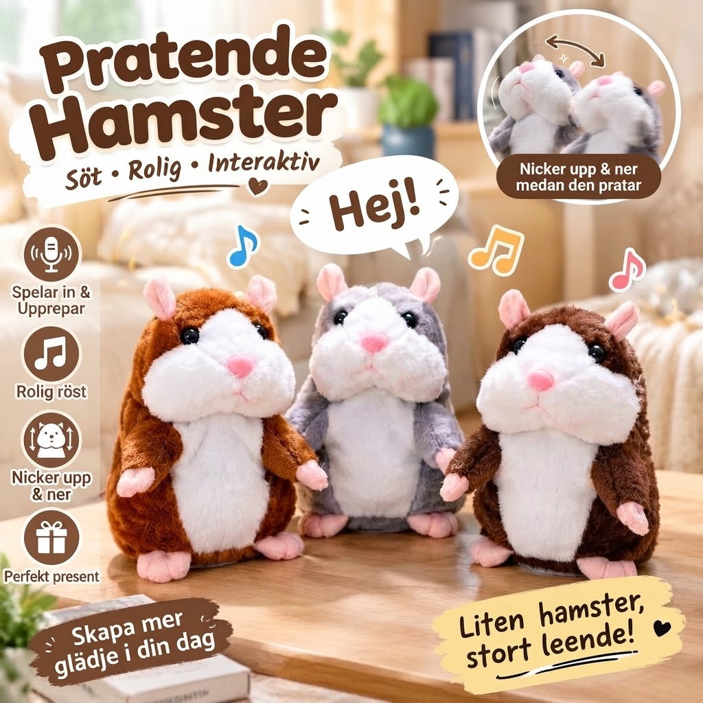 Pratande hamsterplysch som härmar dig och skakar på huvudet