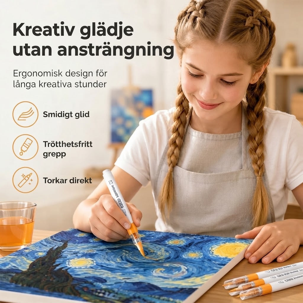 Akrylmarkers med mjuk penselspets