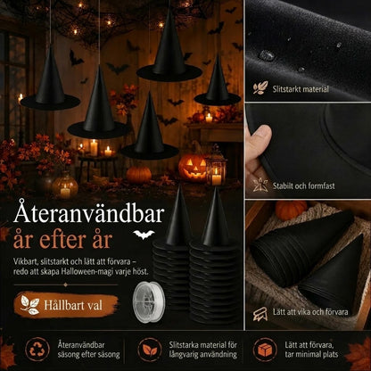 Svävande häxhattar för Halloween-dekoration