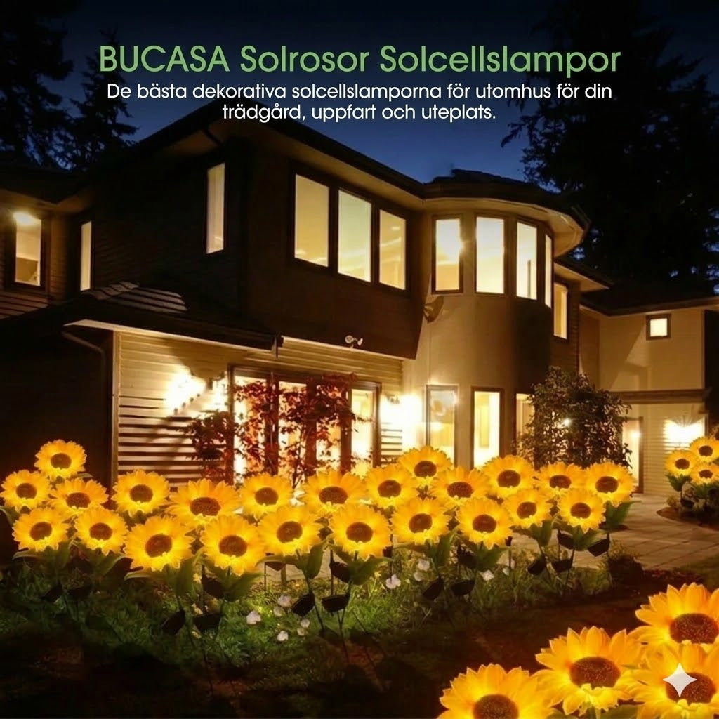 Vattentäta solenergilampor（3 Solroslampor）