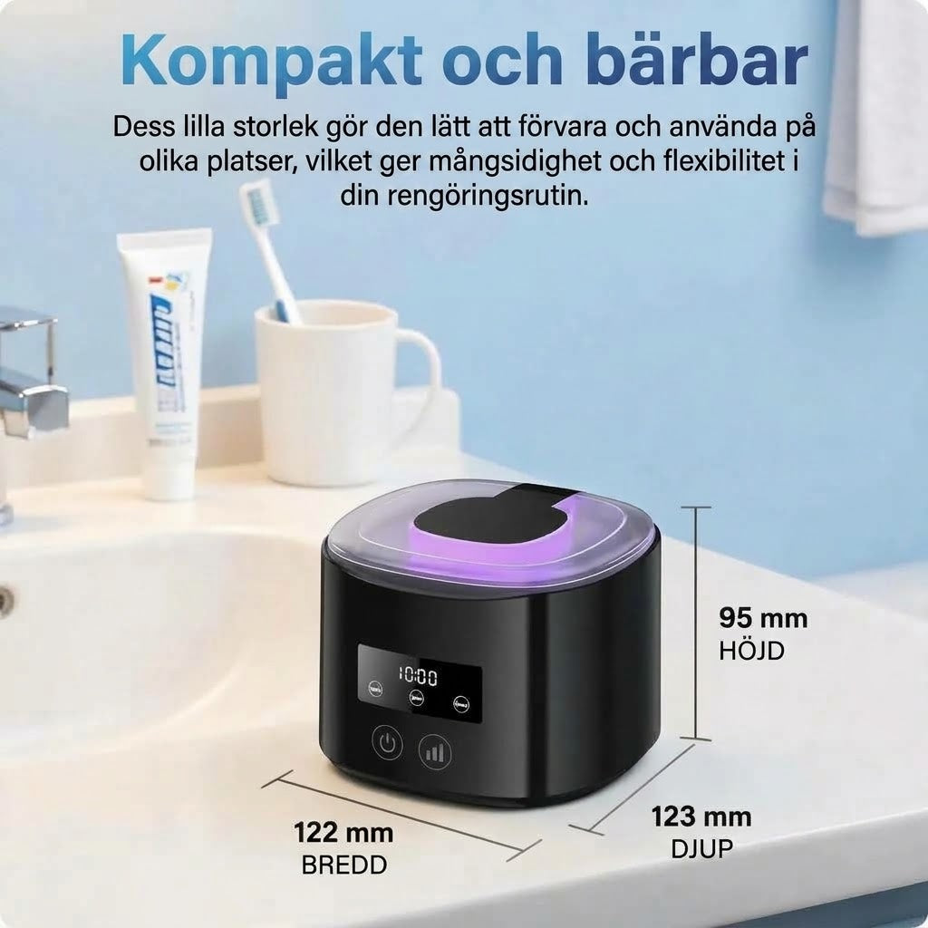 Uppladdningsbar ultraljudsrengörare för bettskenor och retainers