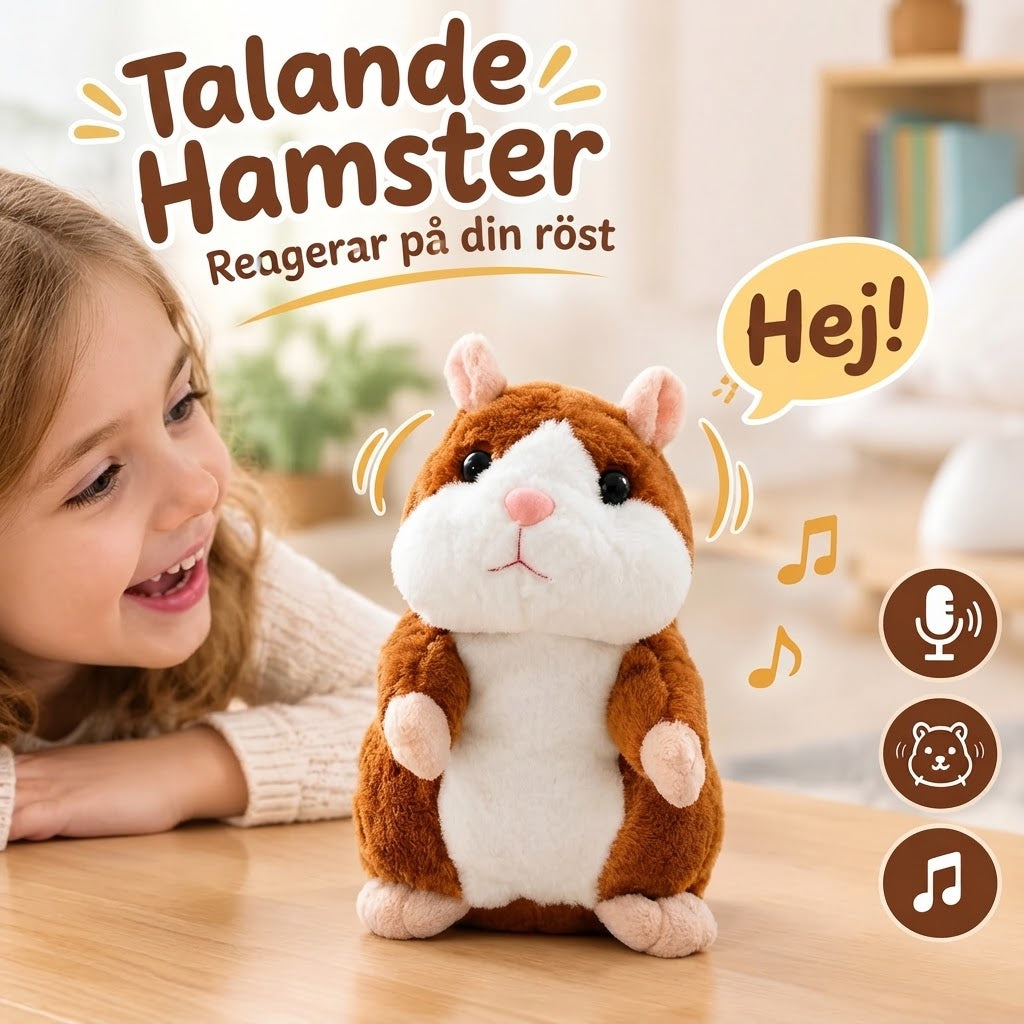 Pratande hamsterplysch som härmar dig och skakar på huvudet