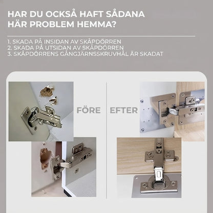 Reparationssats för skåpgångjärn i rostfritt stål med 4 plattor och 24 skruvar