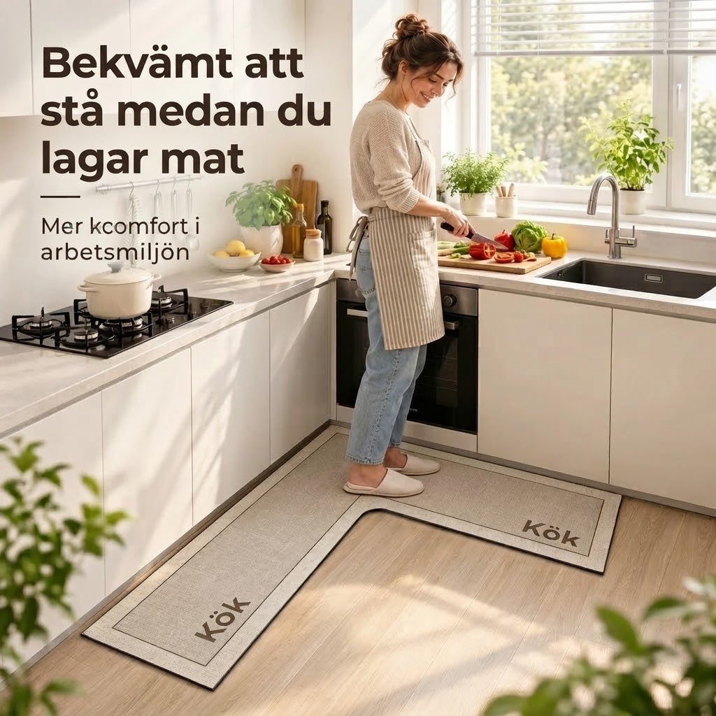 L-formad absorberande halkfri köksmatta