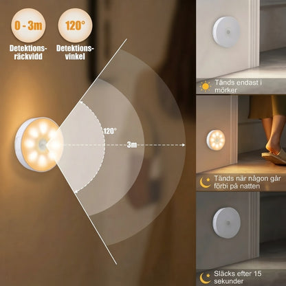 USB-uppladdningsbara LED-nattlampor med rörelsesensor 3-pack