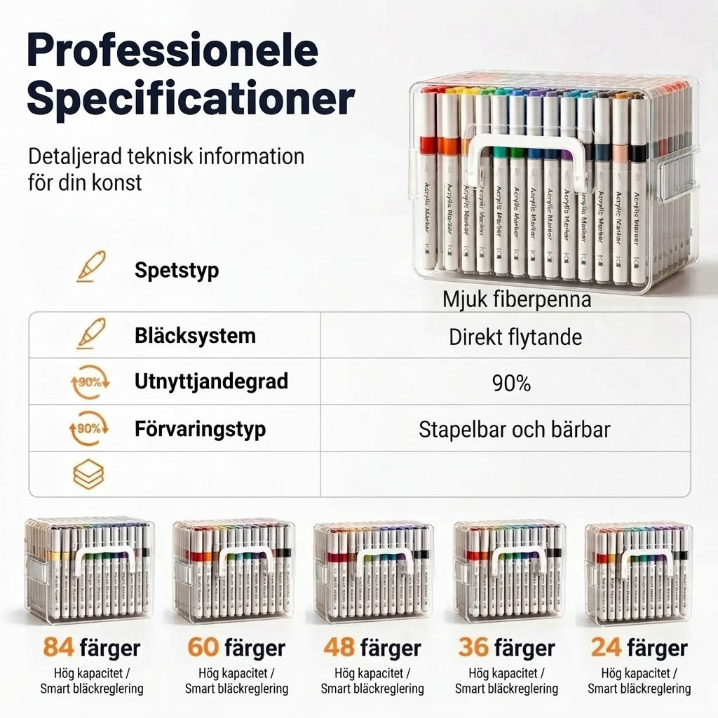 Akrylmarkers med mjuk penselspets