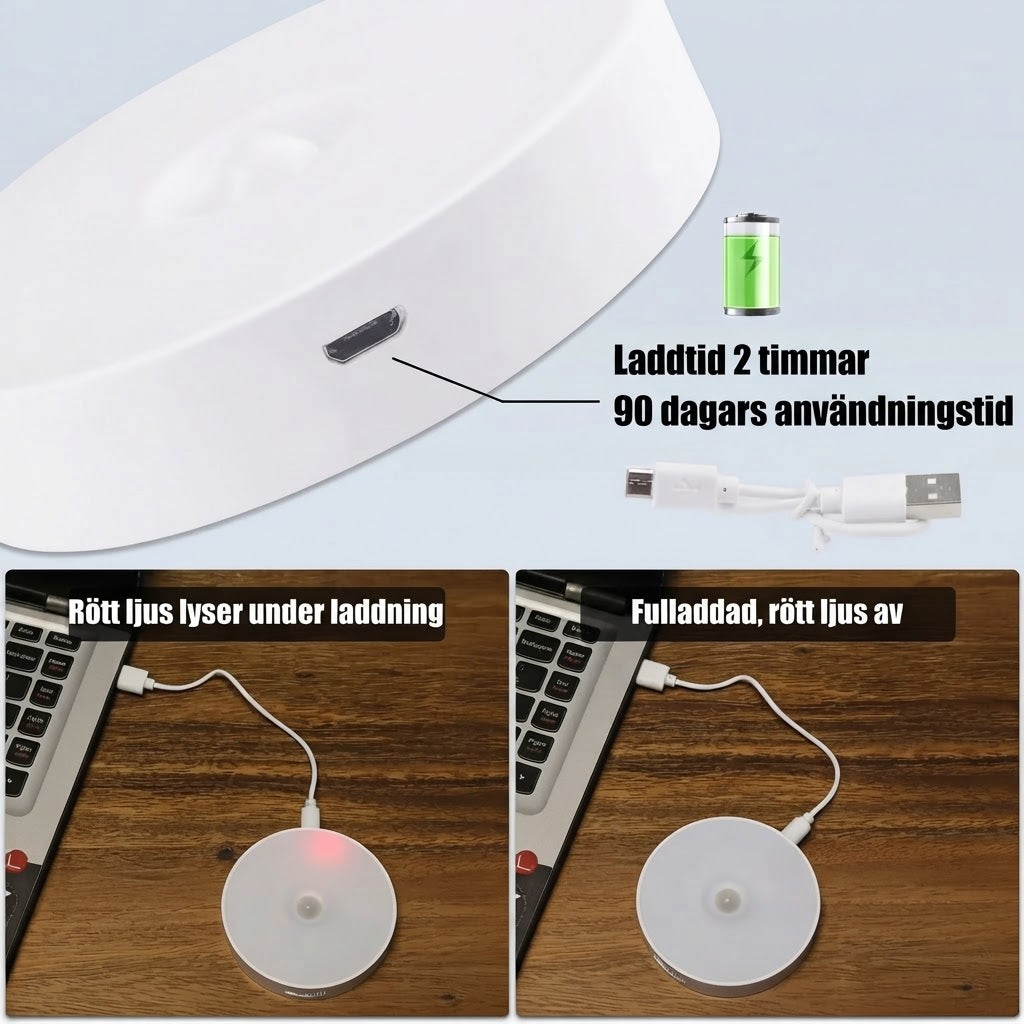 USB-uppladdningsbara LED-nattlampor med rörelsesensor 3-pack