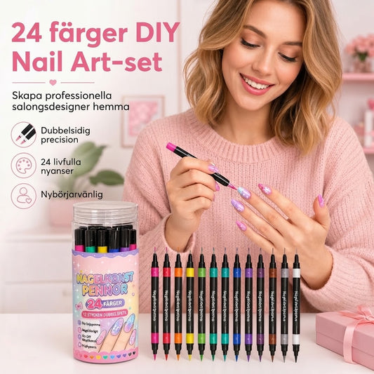 Dubbelsidiga nail art-pennor 12-pack