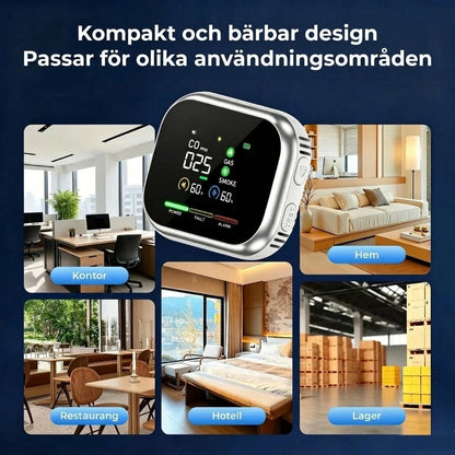 6 i 1 smart säkerhetsdetektor för kolmonoxid gas och rök