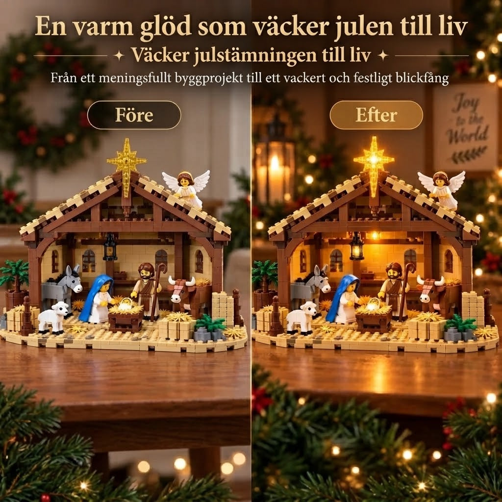 Byggset med julkrubba och byggklossar