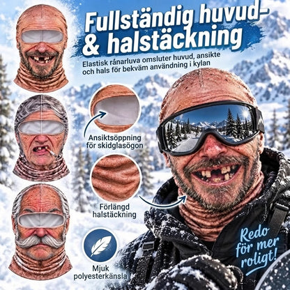 Rolig skidbalaklava med realistiskt ansikte