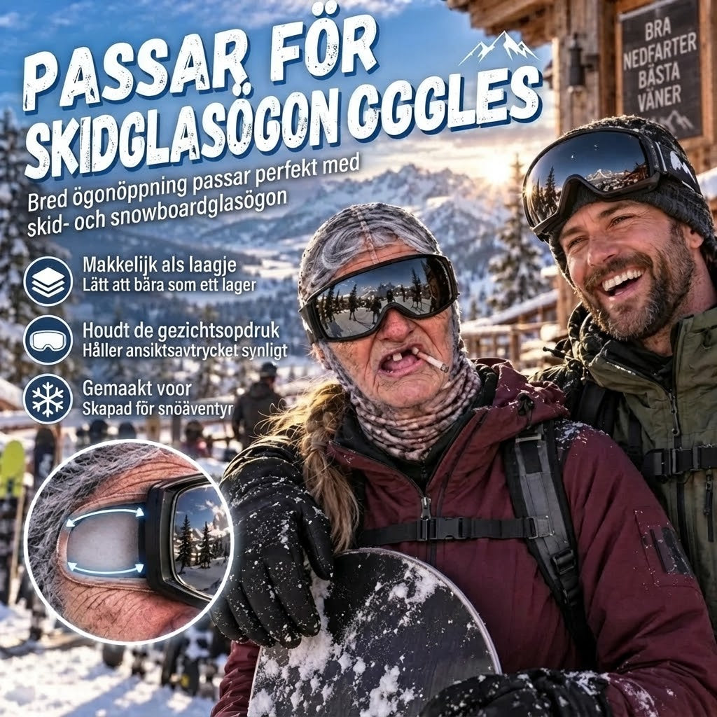 Rolig skidbalaklava med realistiskt ansikte
