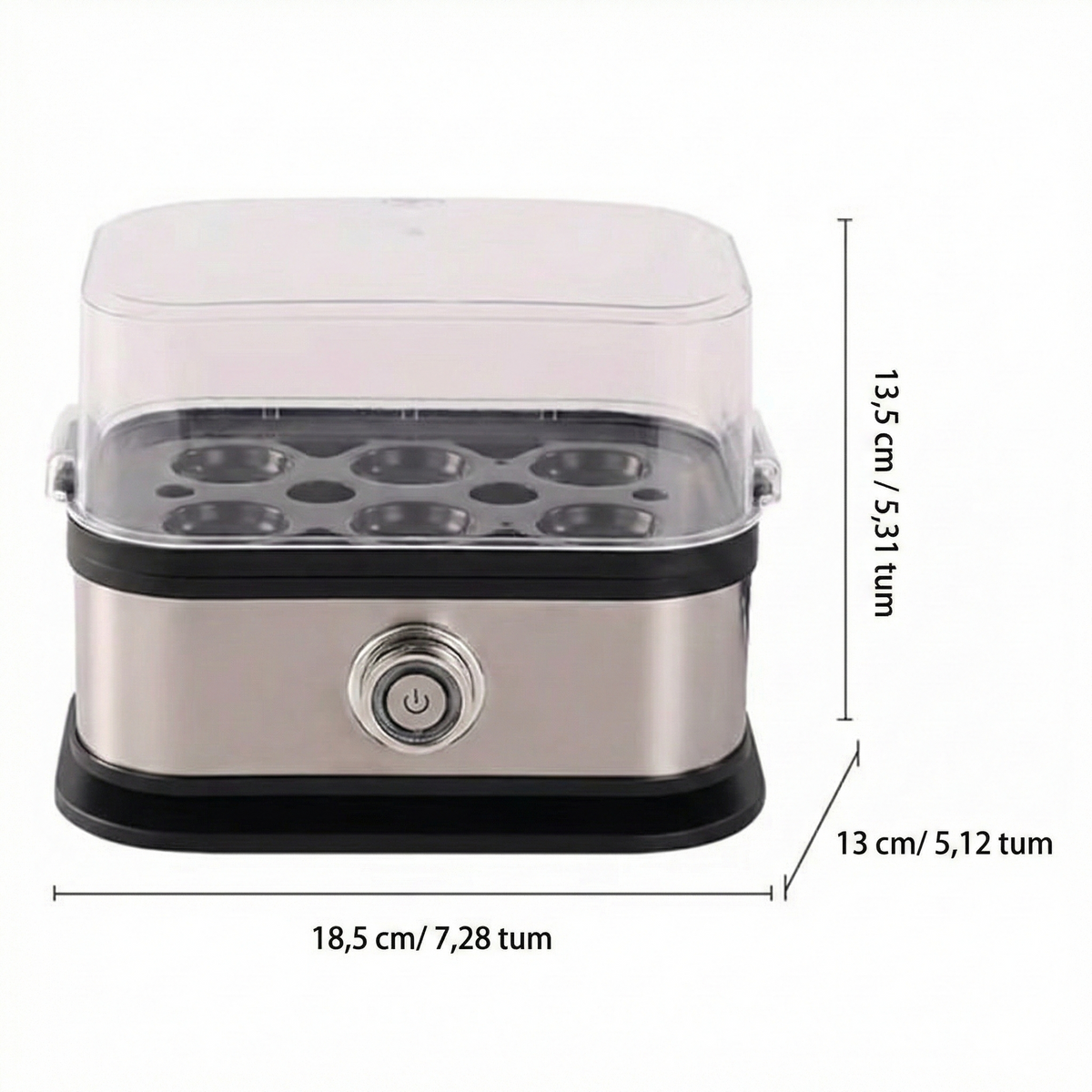 Multifunktionell äggkokare med transparent lock
