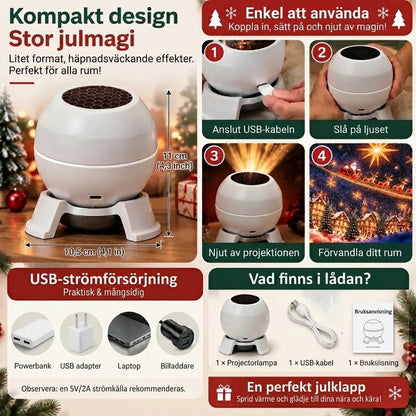 USB-julprojektor för väggar och tak