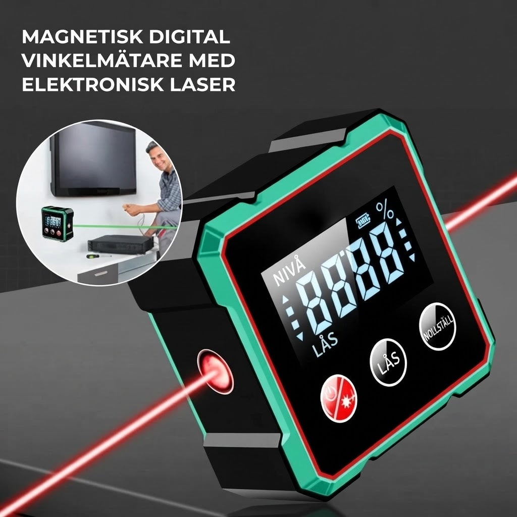 Fyrsidig magnetisk digital vinkelmätare med laser