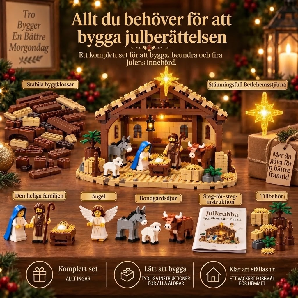 Byggset med julkrubba och byggklossar