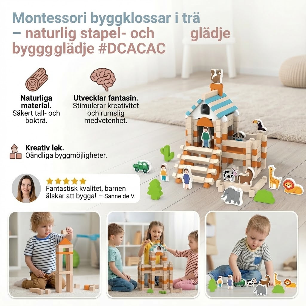 Montessori byggklossar i trä
