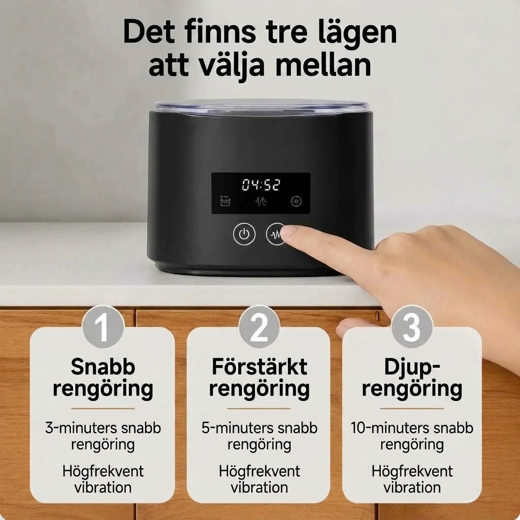 Uppladdningsbar ultraljudsrengörare för bettskenor och retainers