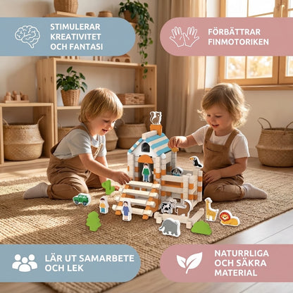 Montessori byggklossar i trä