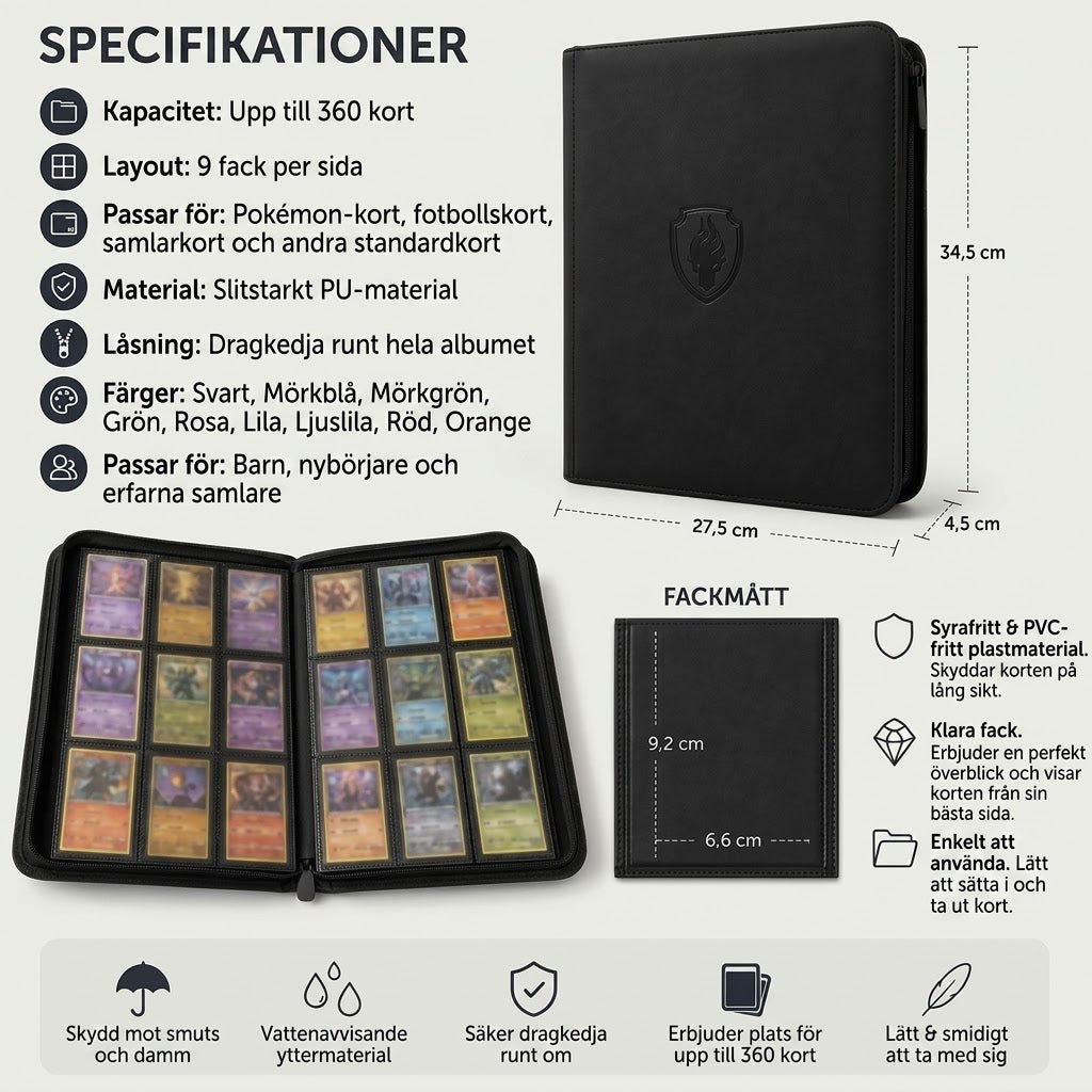 ProBinder 360 samlaralbum för Pokémon-kort och fotbollskort