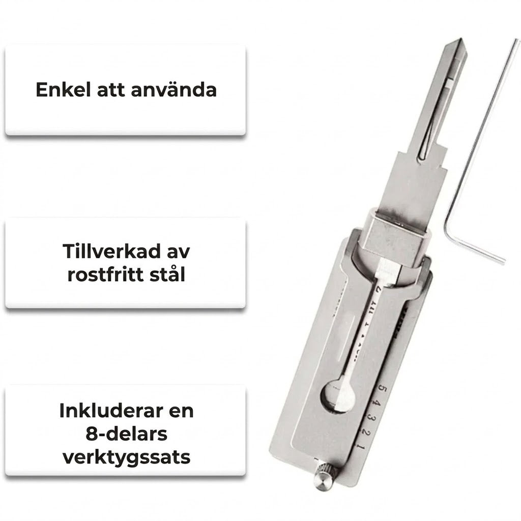 Låsdyrk och nyckelavkodare i rostfritt stål