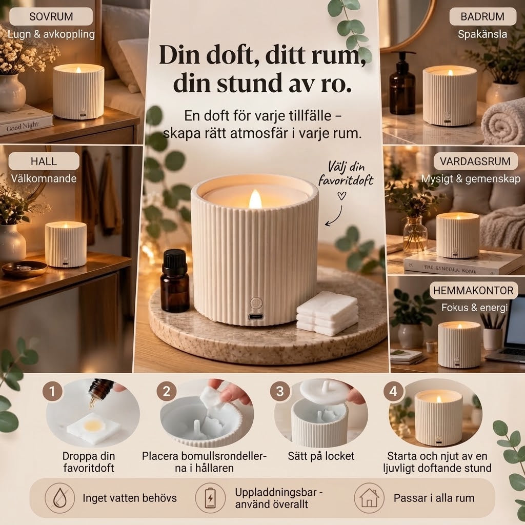 Uppladdningsbar doftspridare med LED-belysning