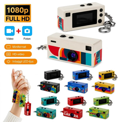 Retro minikamera som nyckelring med 1080p HD inspelning