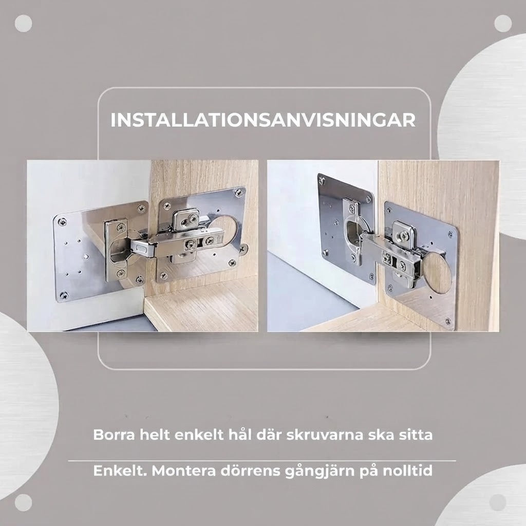Reparationssats för skåpgångjärn i rostfritt stål med 4 plattor och 24 skruvar