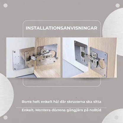 Reparationssats för skåpgångjärn i rostfritt stål med 4 plattor och 24 skruvar