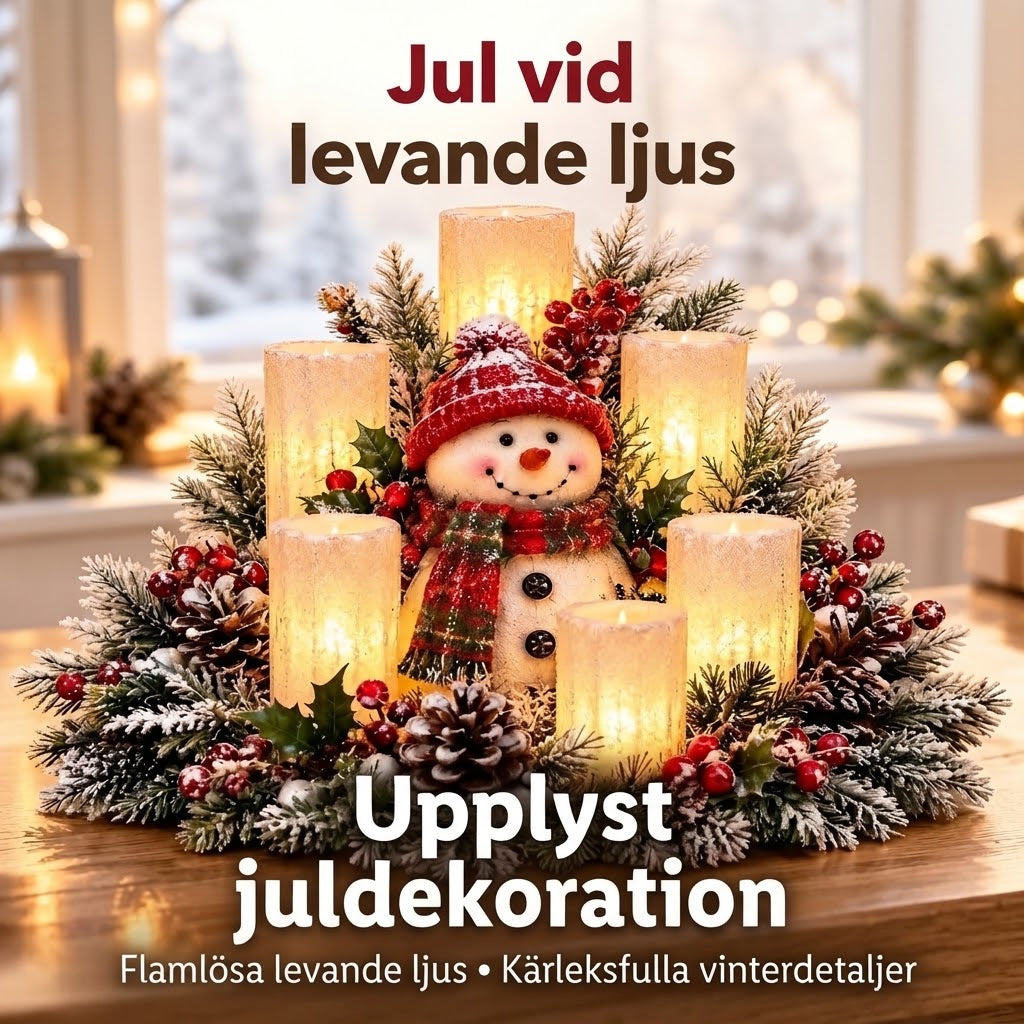 Upplyst juldekoration med flamfri ljus