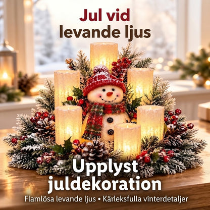 Upplyst juldekoration med flamfri ljus