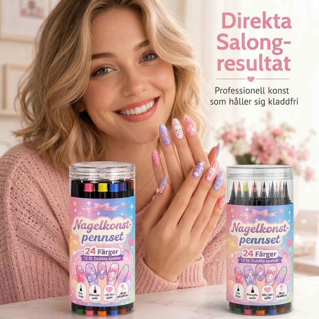 Dubbelsidiga nail art-pennor 12-pack